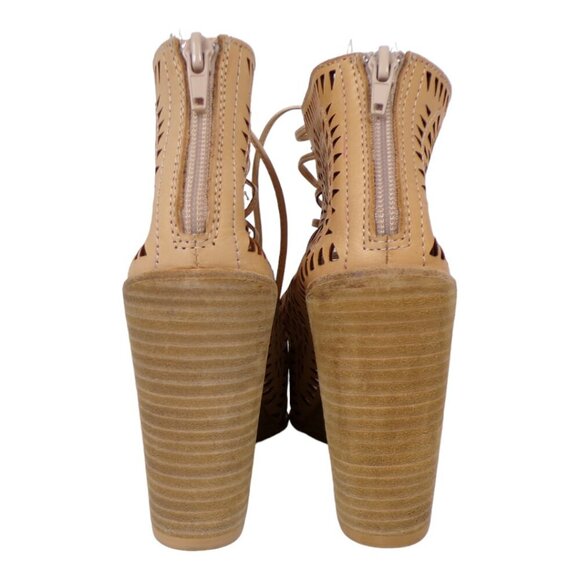 Jeffrey Campbell Rodillo Wedge Sandals Size 9 Tan Leather Lace Up #1257 - Picture 4 of 10